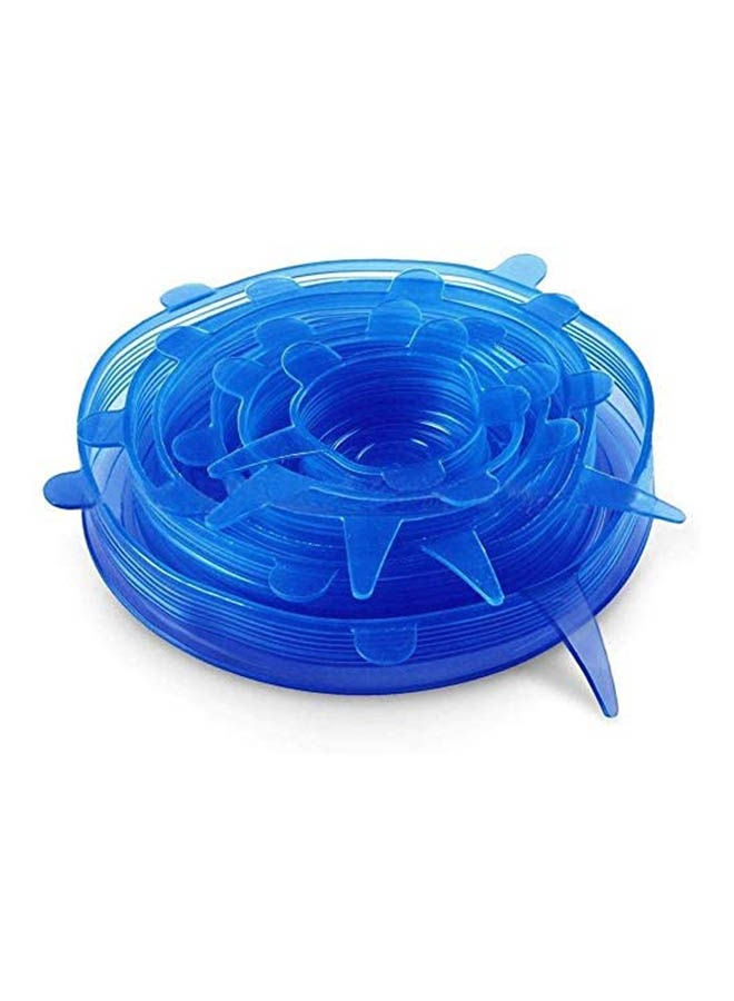 Silicone Stretch Fresh Food Storage Cover Stretch Bowl Lids 6 Pack Blue