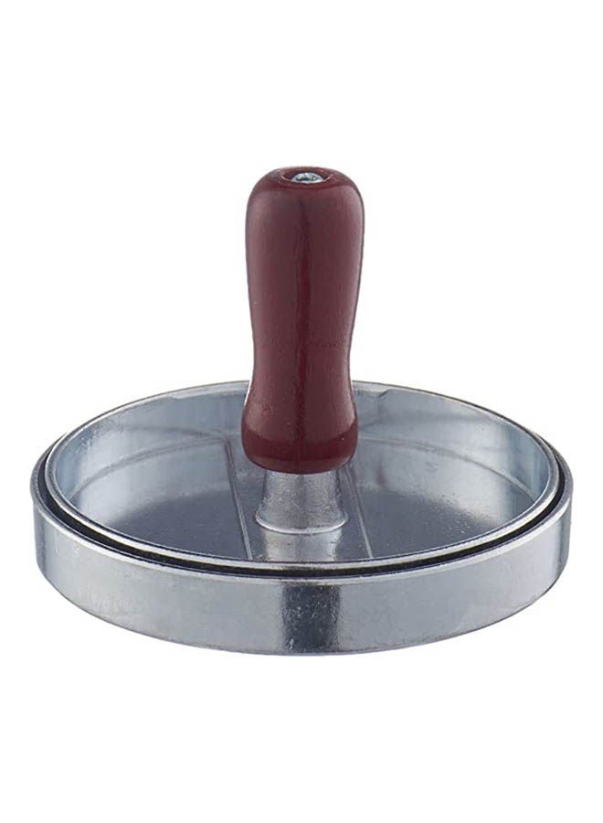 Stainless Steel Burger Press With Wooden Handle Silver 