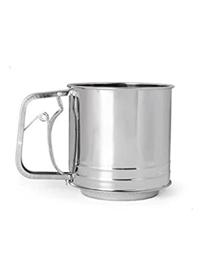 Stainless Steel Flour Sifter Cup Icing Sugar Shaker Sieve Mesh Tool Cup Silver