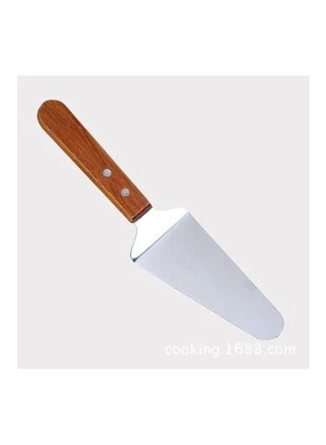 Wooden Handle And Stainless Steel Pizza Scraper Brown