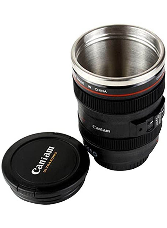 Camera Lens Cups with Lid Stainless Steel Tumbler Cup Black 100ml