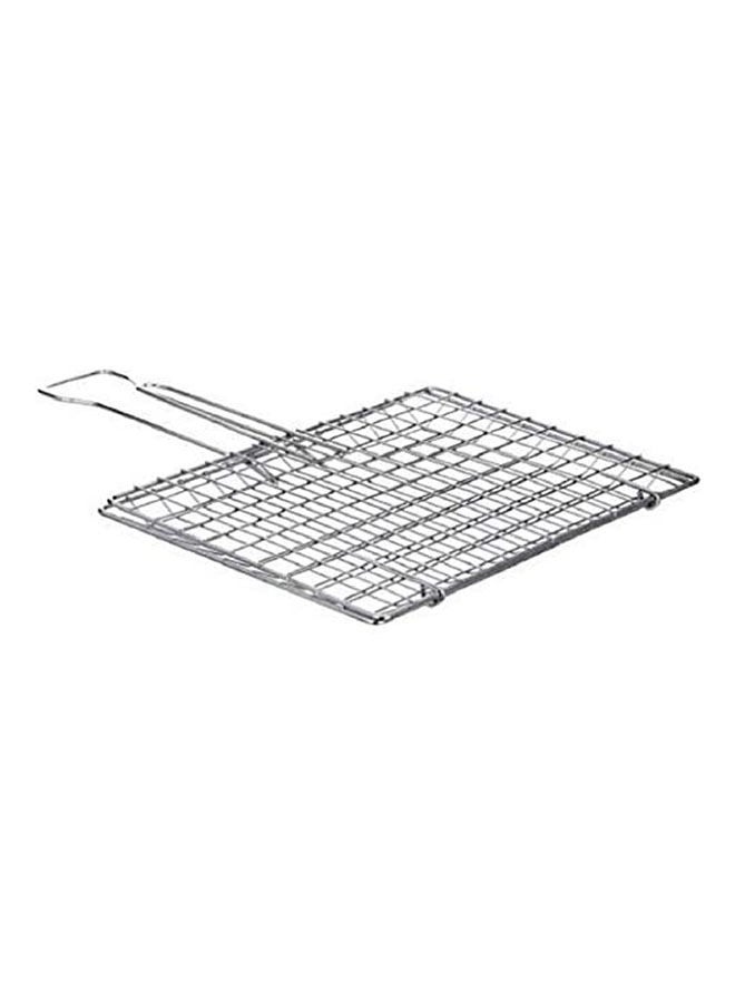 ماركة غير محددة Lux27 Mini Grill Griddle With 10 Handle Chrome Stainless Coating Silver 40cm 
