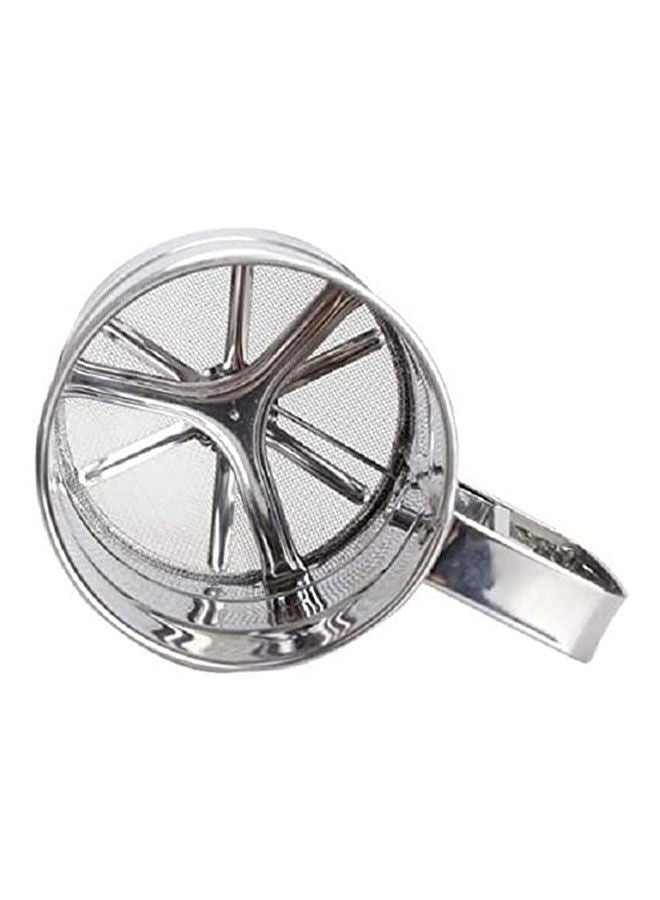 Manual Mesh Flour Sugar Powder Stainless Steel Hand Sifter Sieve Cup Baking Tool Silver