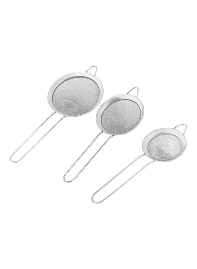 Tea Strainer Set, 3 Pieces Silver 