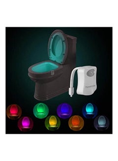Toliet Lamp 8 Color Changing Battery Operated Motion Sensor For Washroom (8 Colors, 1 Pack) White 9.5 x 7.2 x 4cm