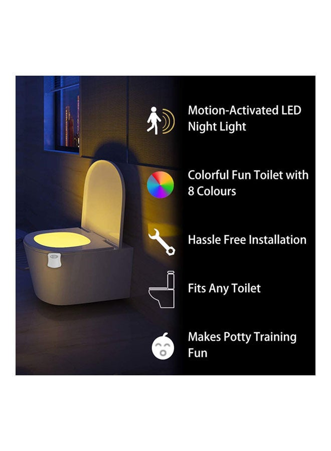 Generic - Toliet Lamp 8 Color Changing Battery Operated Motion Sensor For Washroom (8 Colors, 1 Pack) White 9.5 x 7.2 x 4cm - Image 1