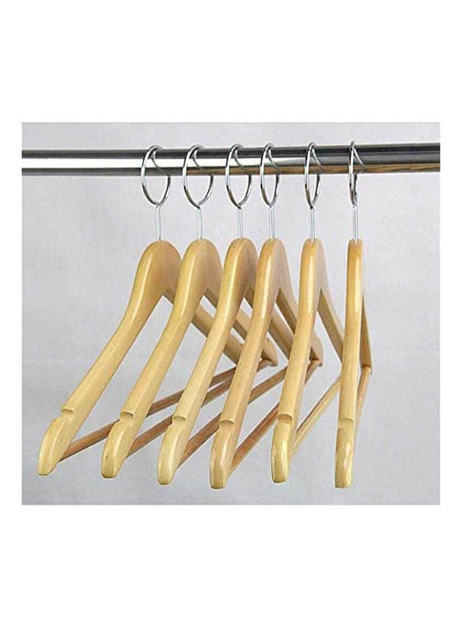 Wooden Hnager Pack Of 5Pcs Anti Theft With Security Hooks Beige  - Image 2