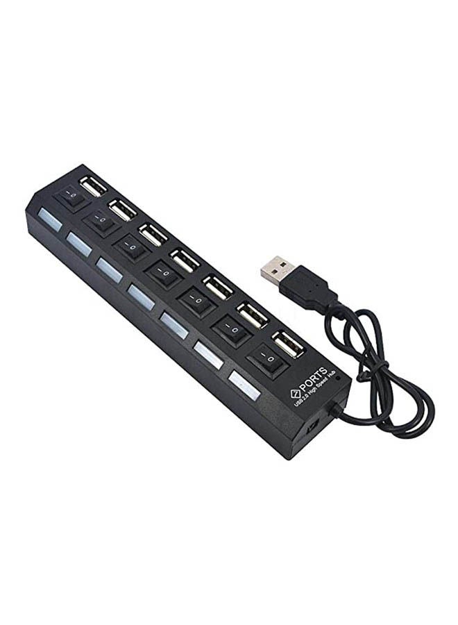 Generic 7-Port High Speed Usb 2.0 Hub Black 