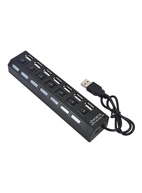 7-Port High Speed Usb 2.0 Simple Practical Hub Black