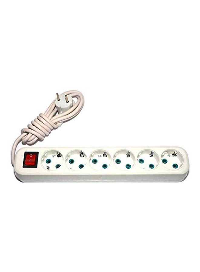 Generic 6 Eye Power Strip White 12cm 