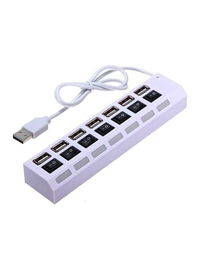7 Port Usb Hub With Individual Power Switch And Led Indicator White - Image 1