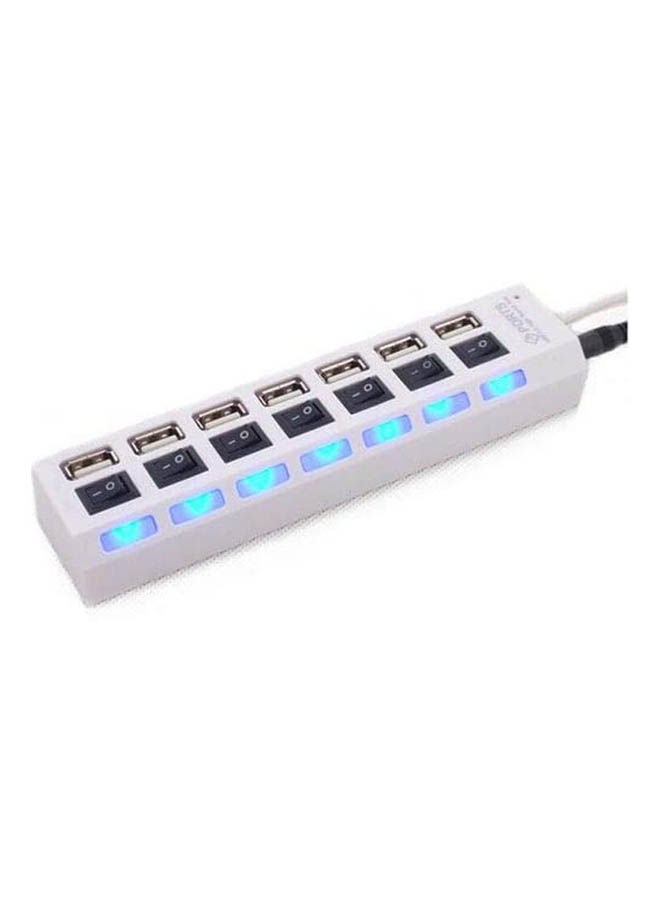 7 Port Usb Hub With Individual Power Switch And Led Indicator White - Image 2