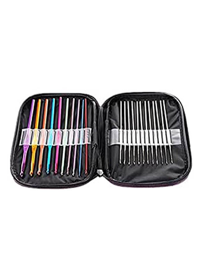 Aluminum Handle Crochet Hooks Knitting Knit Needles Weave Yarn 22 Pcs Multicolour - Image 1