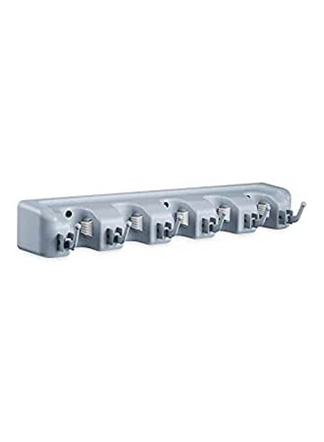 Mop And Broom Holder Garden Tool Organizer Multipurpose Wall Mounted Ball Slots With Hooks Storage Rack White 