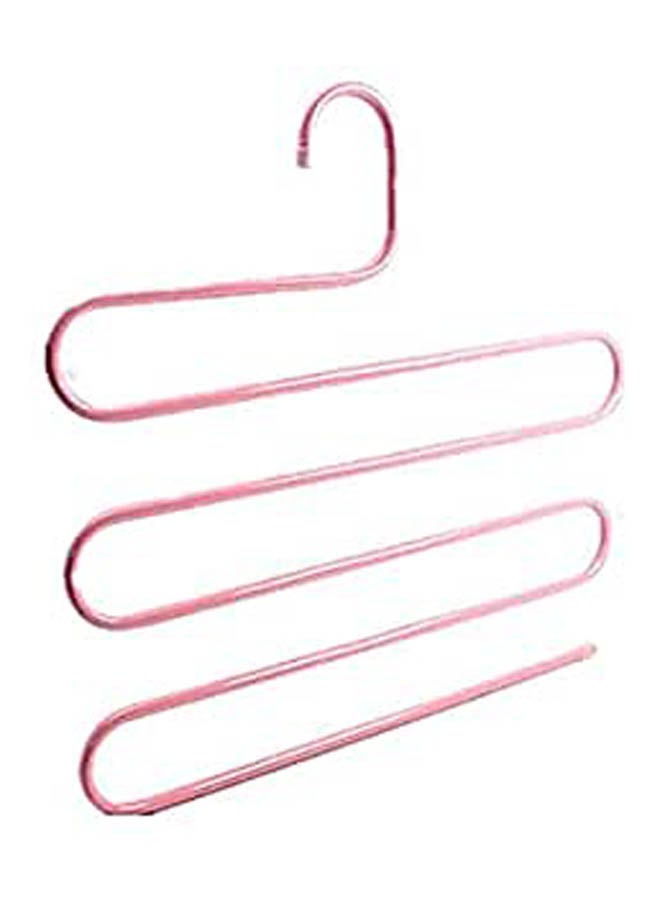 Multifunction S Type Magic Stainless Steel Trousers Hanger Rack Pants Closet Belt Holder Rack Layers Non Slip Towel Rack Pink 