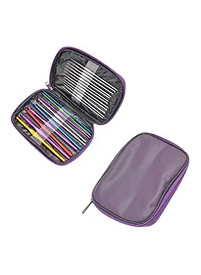 Set Of Crochet And Knitting Hooks Needles With Pouch Multicolour 