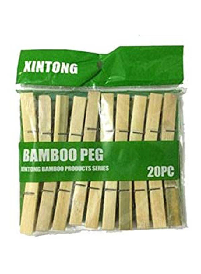 ماركة غير محددة Bamboo Pegs - Pack Of 20 Beige 