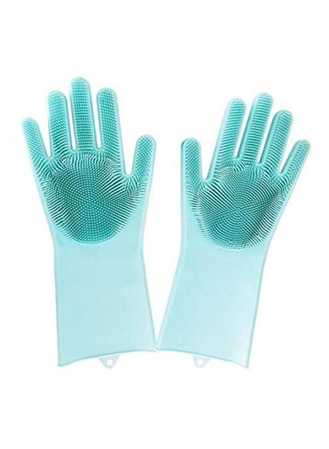 Home Washing Cleaning Food Grade Silicone Gloves Garden Kitchen Dish Blue