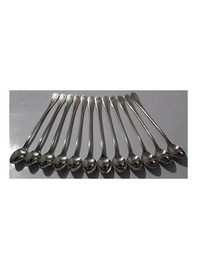 12 Piece Stainless Steel Fruit Spoon Set Silver 