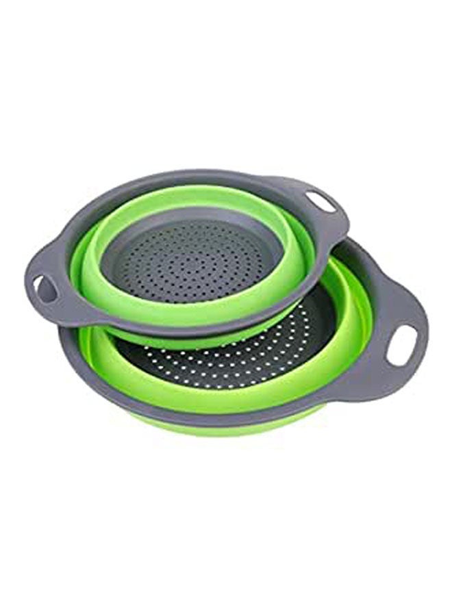Collapsible Food Grade Silicone Kitchen Colander Strainer, Perfect For Draining Pasta, Vegetable And Fruit Green