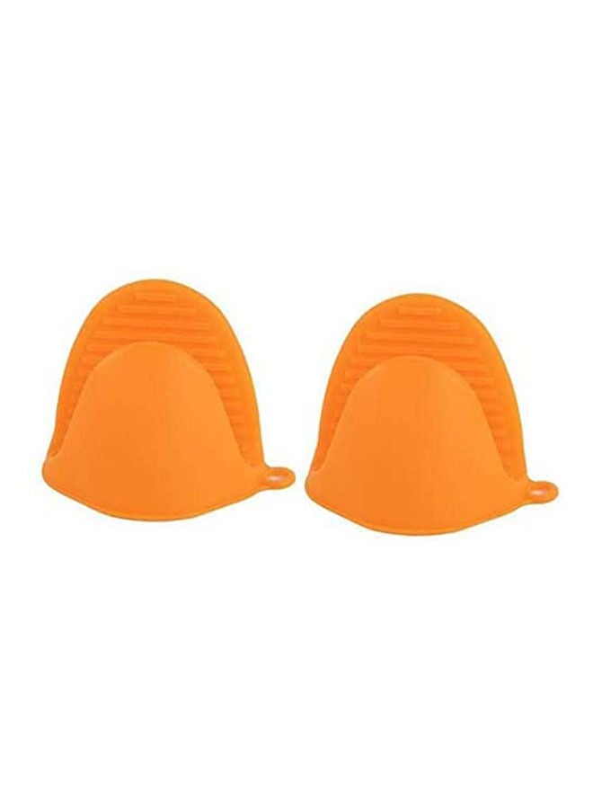Kitchen Cooking Insulated Gloves Dishes Plates Oven Microwave Heat Resistant Silicone Non-Slip Orange 