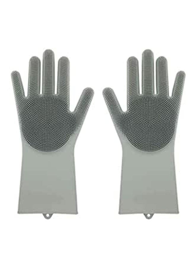 Magic Silicone Rubbe Dish Washing Gloves Grey 