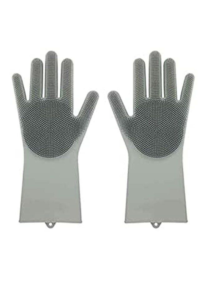 Magic Silicone Rubbe Dish Washing Gloves Grey 