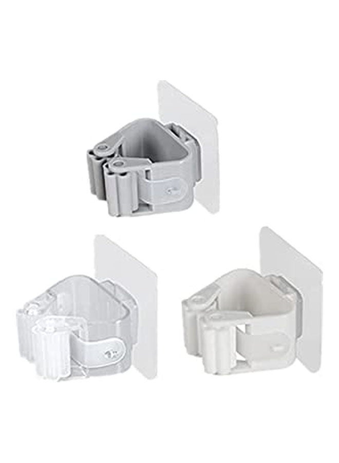 Adhesive Wall Mounted Mop Holder Storage Grey - Image 1