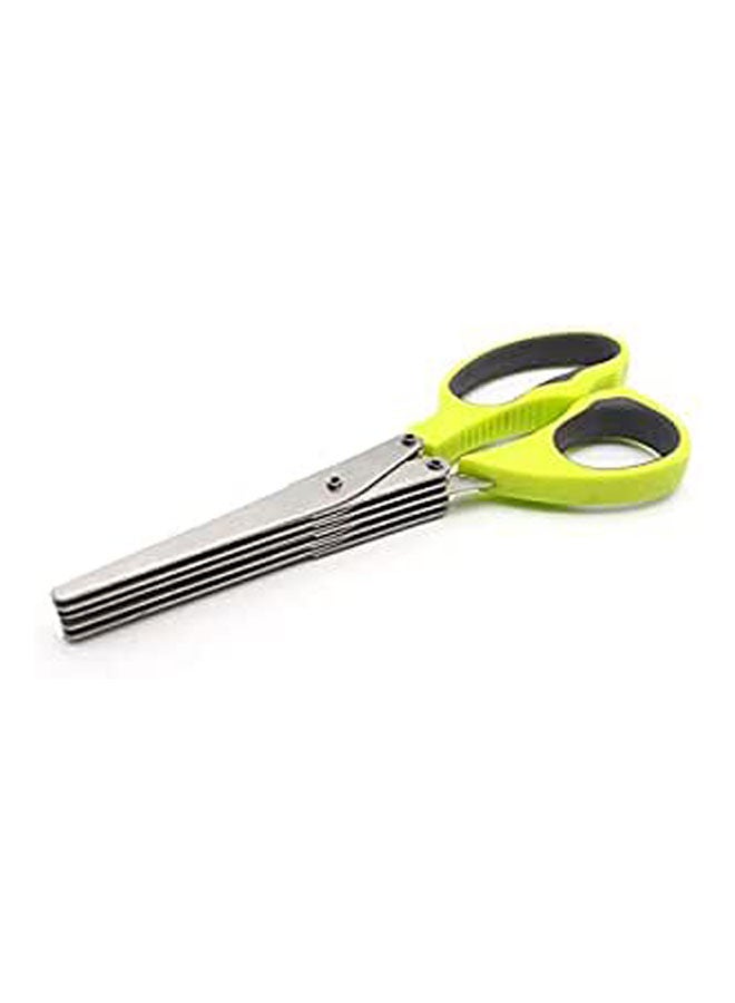 5 Layers Cut Stainless Steel Comfortable Handles Herb Scissors Green