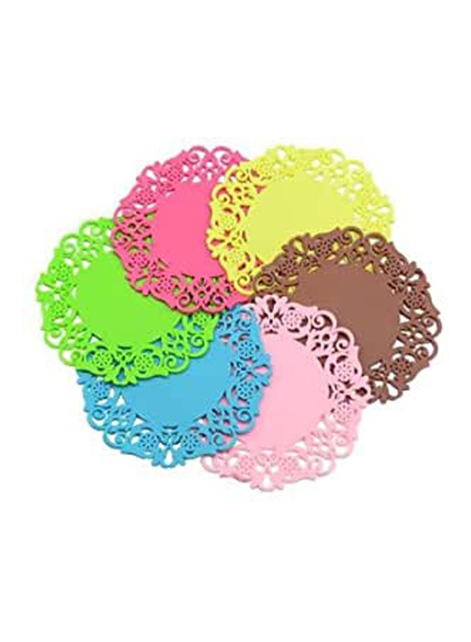Lace Flower Hollow Design Round Silicone Table Heat Resistant Mat Multicolour