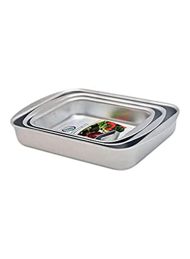 Aluminium Oven Tray 3Pcs Set Silver