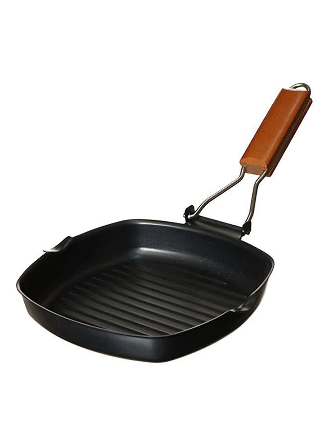 Grill Pan With Foldable Hand Black