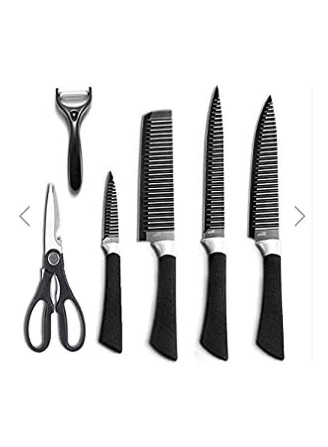 Ceramic Knives Set 6 Pieces For Peeled And Scissors Black 