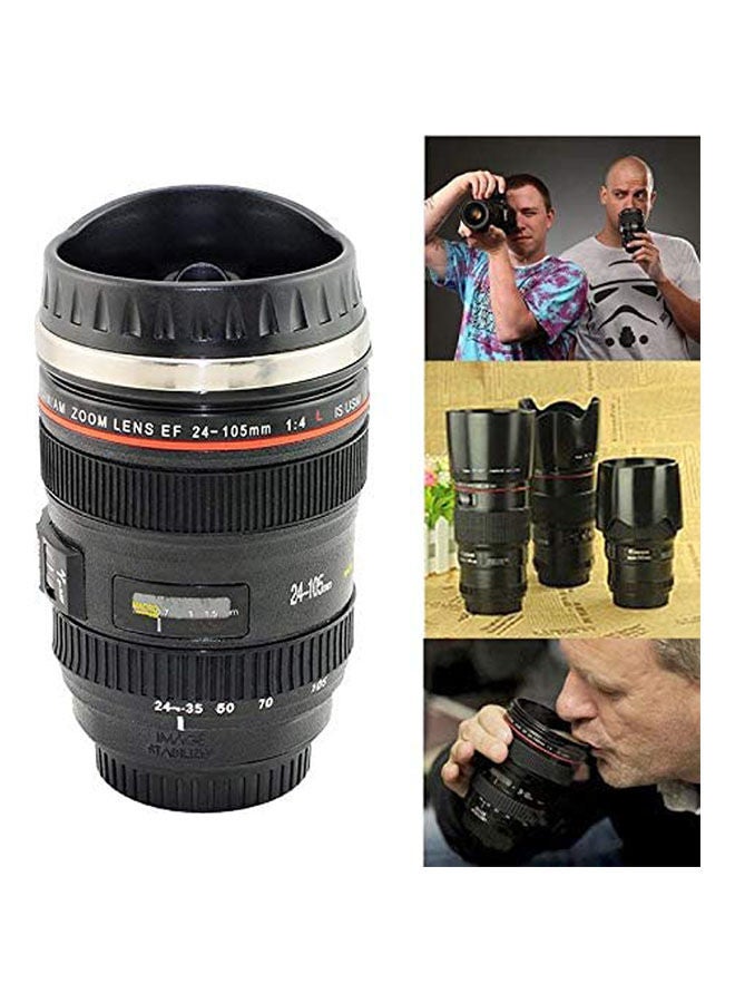 Travel Coffee Mug Cup Thermos Tea Stainless Lens Camera Lens Cup Black