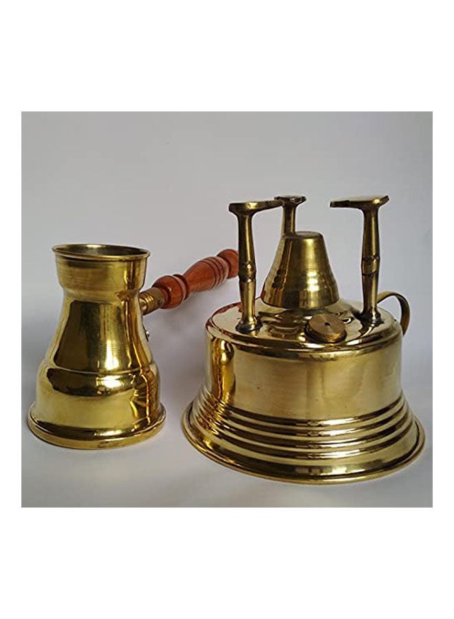 Brass Alcohol Burner With Coffee Pot Gold