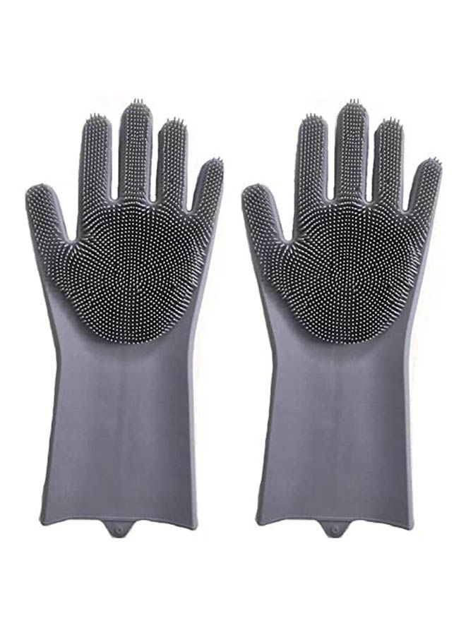 Dishwashing Gloves Silicone  Houseworking Fruit Brush Kitchen Glove Grey 