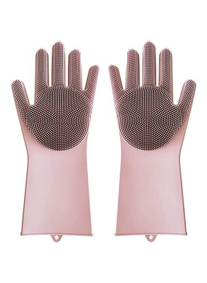 Silicon Dishes Gloves With Cleaning Brush Food Grade Dishwashing Gloves Grey 