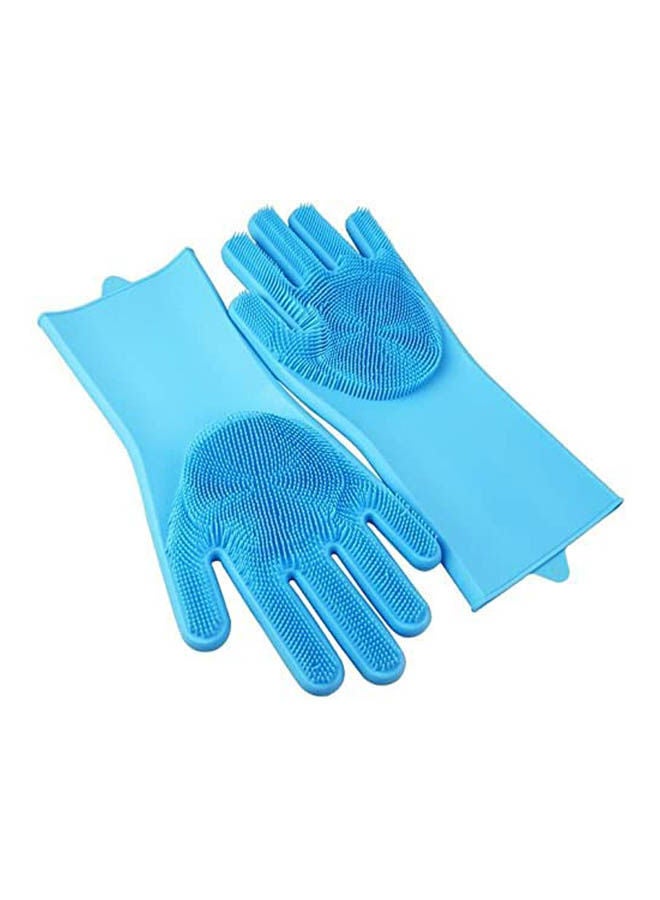 Heat Resistant Non-Slip Waterproof Durable Silicone Dishwashing Gloves Blue