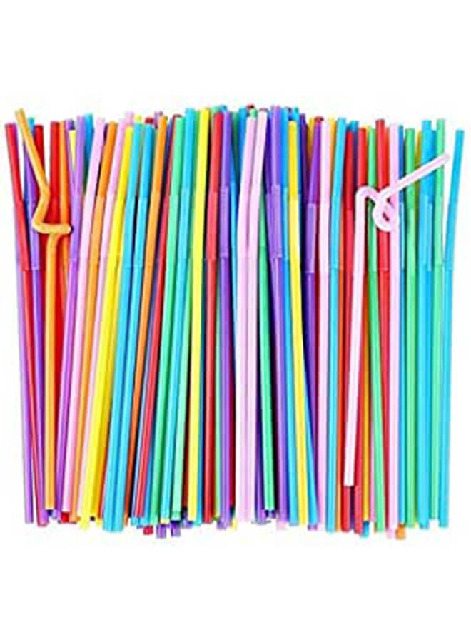 100 Pcs Bendy Mixed Colours Party Disposable Drinking Straws Multicolour - Image 2