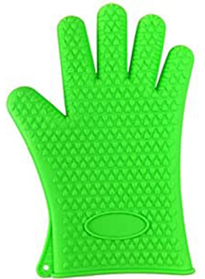 Heat Resistant Waterproof Grip Silicone Gloves Oven Mitts Green - Image 2