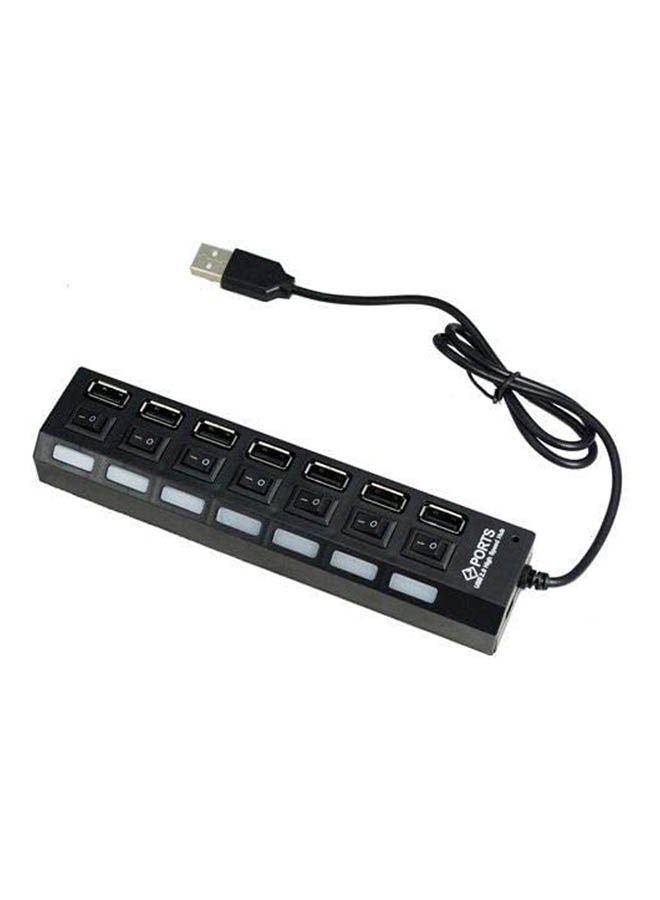 7 Port Ports Usb 2.0 Hub With Separate On/Off Switch With Light Indicator Black - Image 1
