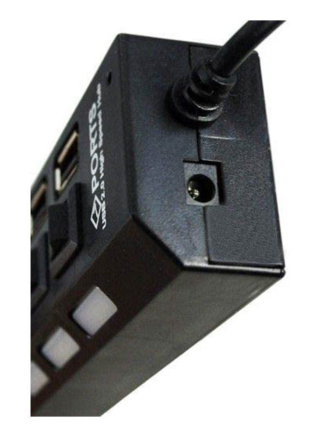 7 Port Ports Usb 2.0 Hub With Separate On/Off Switch With Light Indicator Black - Image 2