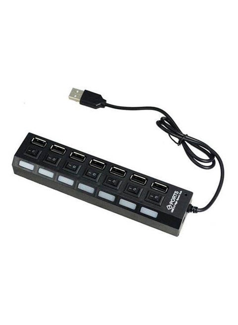 7 Port Usb 2.0 Hub High Speed On/Off Sharing Switch For Pc Laptop Connect Usb Devices Black