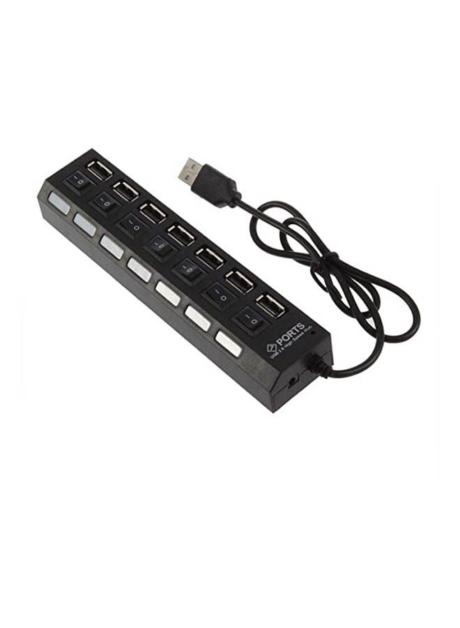 7 Ports High Speed Usb 2.0 Hub On/Off Switch Usb Splitter Black