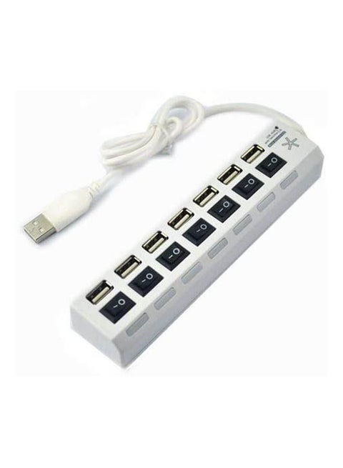 7-In-1 Usb2.0 7-Port Hub With Switch White