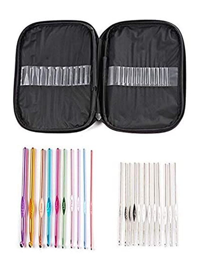 Handle Crochet Hooks Knitting Knit Needles Weave Yarn 22 Pcs Silver - Image 2