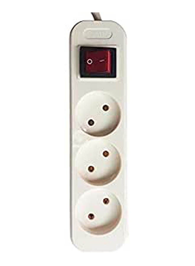 3 Plugs Power Strip 1.5mm White 5meter