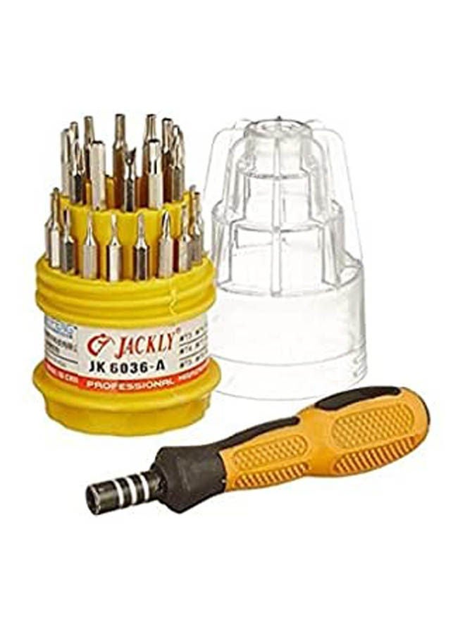 31 Piece Round Box Screwdriver Set Yellow