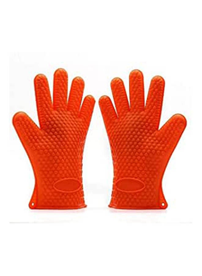 Silicone Oven Gloves Waterproof Non-Slip Gloves Pair Of Heat-Resistant Silicone Gloves Orange 