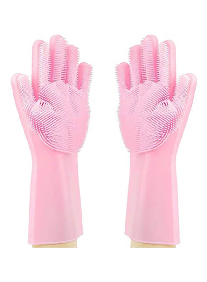 Silicone Scrubbing Gloves Scrubber Cleaning Gloves For Dishwashing Pink 